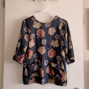 Zara floral blouse in black